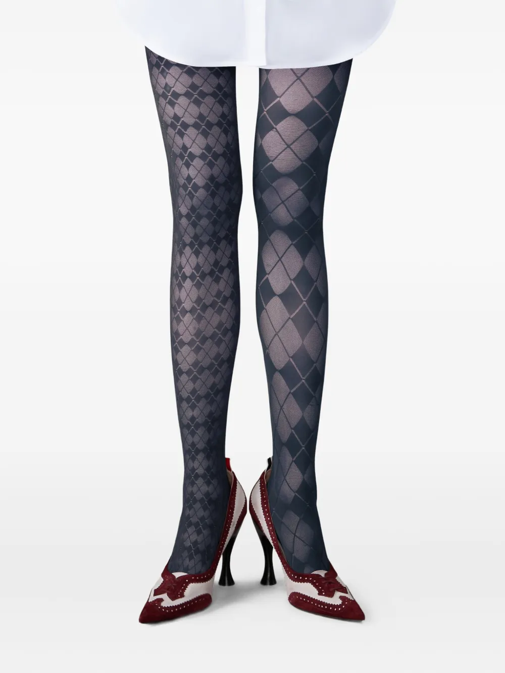 Thom Browne Argyle Mesh Tights | M