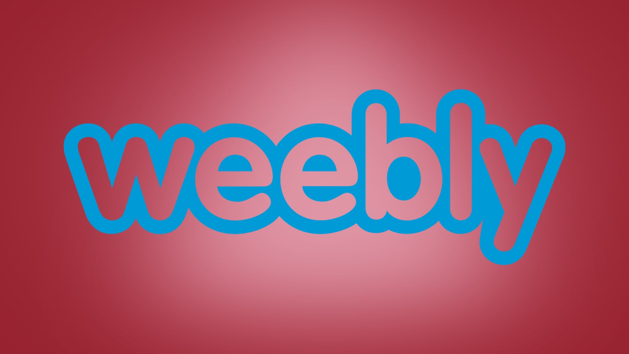 Weebly logo blue on burgundy background