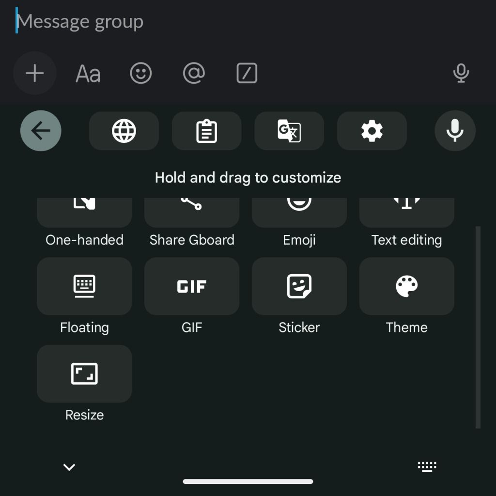 Gboard overflow menu