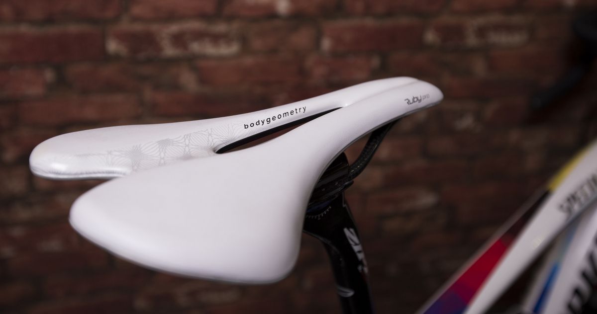 A white Ruby Pro Saddle for Armitstead