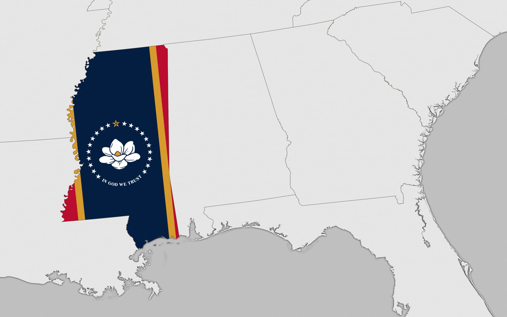 USA map with Mississippi, with flag 