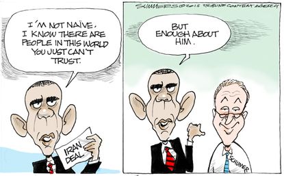 Obama cartoon U.S. Chuck Schumer Iran Deal