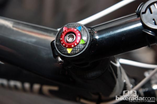 Riders going through the full Specialized BG fit process will now be receiving these headset top caps. Needless to say, Tom Boonen's (Omega Pharma-QuickStep) cap is a little more personalized.