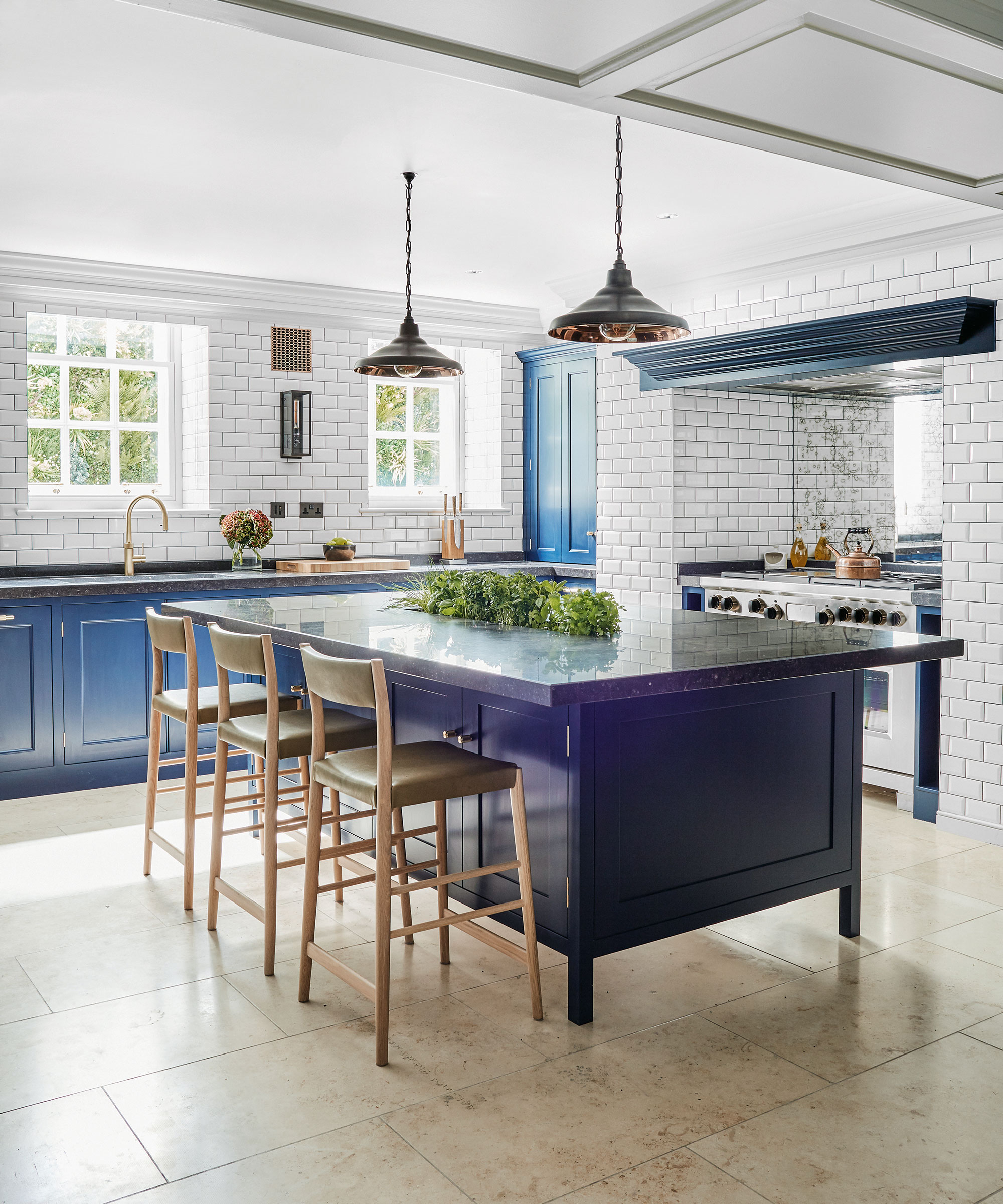 Kitchen with island seating and bar stools