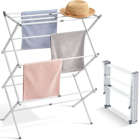 Kingrack Expandable Clothes Drying Rack, Foldable &amp;amp; Collapsible Steel Laundry Drying Racks, White