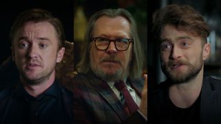 From left to right: Tom Felton, Gary Oldman and Daniel Radcliffe in Harry Potter 20th Anniversary 