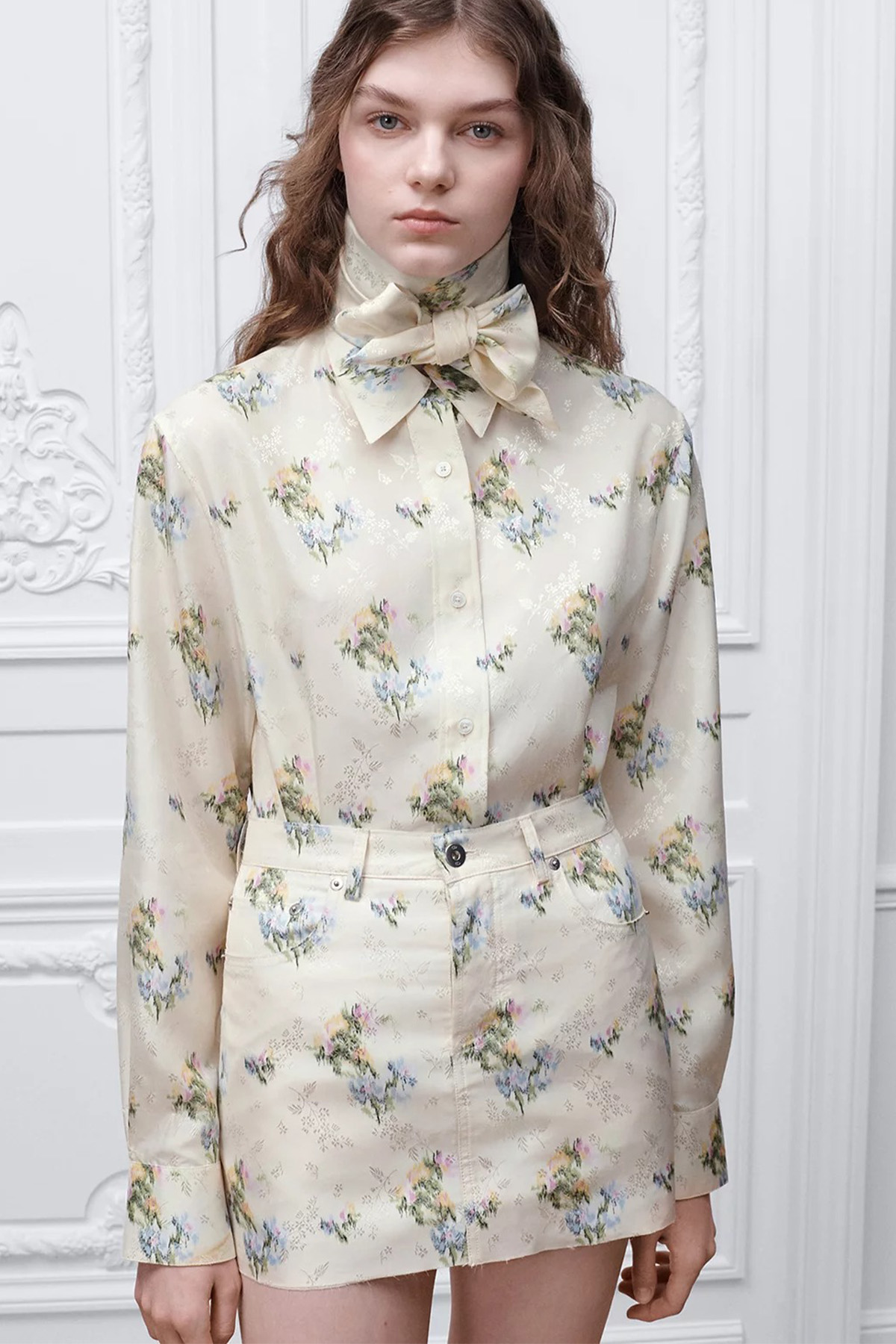 Blouse with Removable Bow Tie