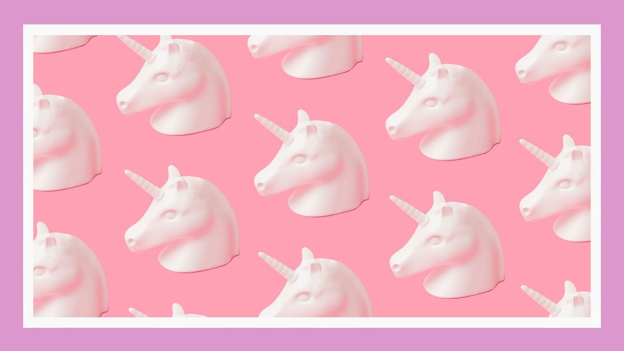 unicorns on a pink and purple background meant to symbolize unicorn dating