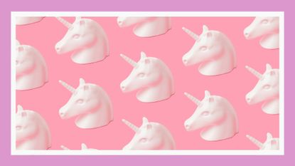 unicorns on a pink and purple background meant to symbolize unicorn dating