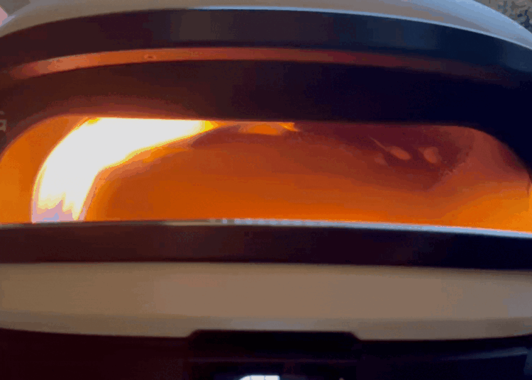 A close-up of a Gozney pizza oven&#039;s flame