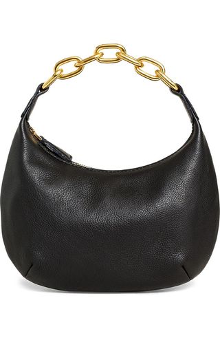 Micro Chain Handle Leather Hobo Bag