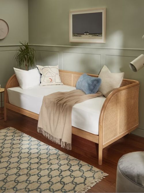 Rattan Wrapped Guest Single Bed in Oak