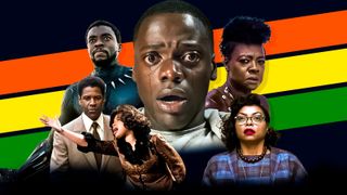 Chadwick Boseman, Denzel Washington, Daniel Kaluuya, Viola Davis and Taraji P. Henson in Black History Month graphic