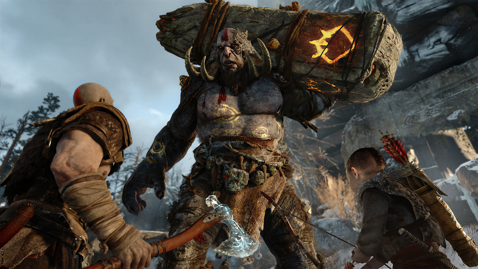 Kratos faces a troll in God of War
