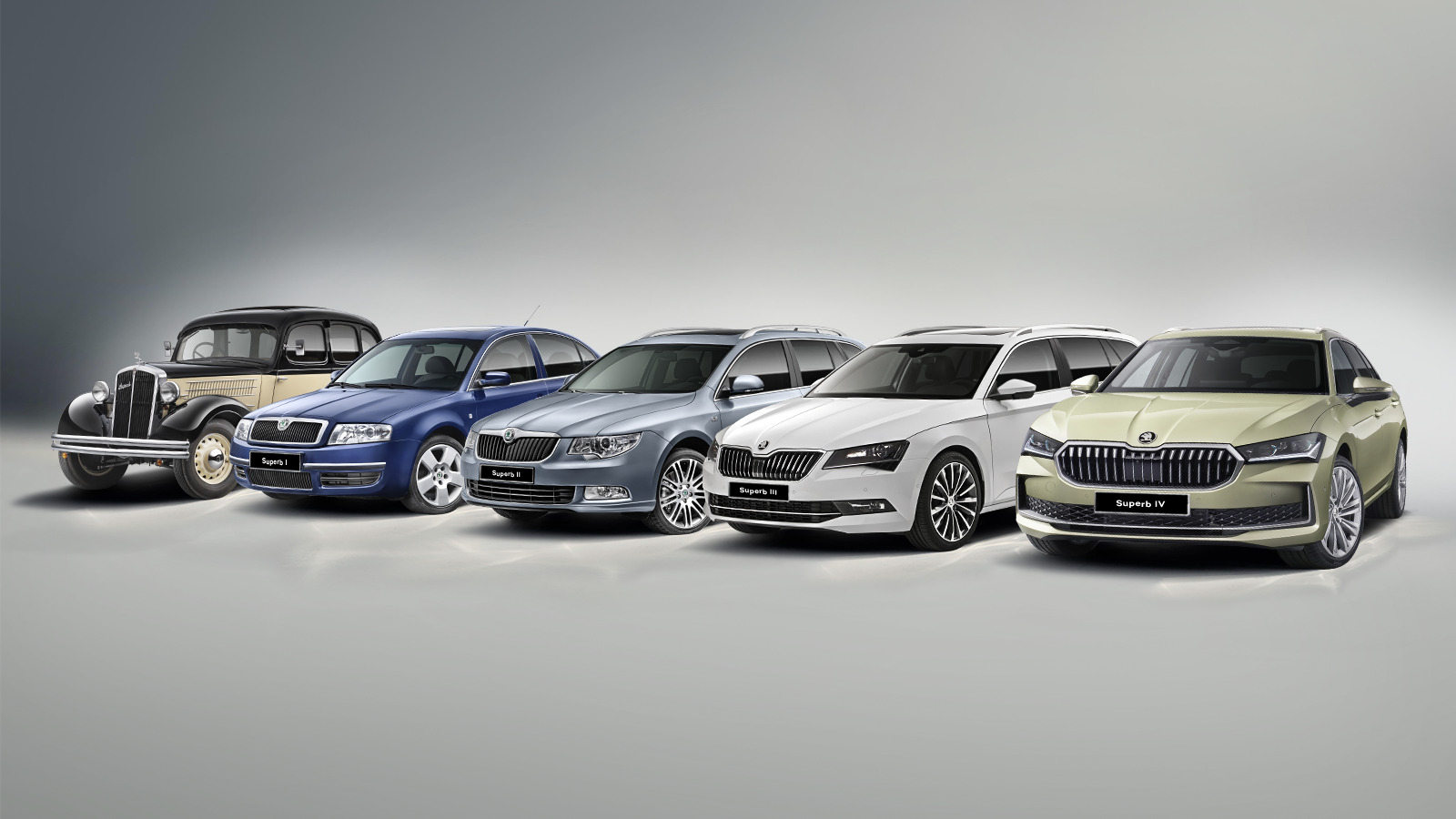 The very first Superb model is shown at far left