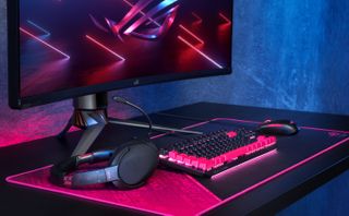 Asus ROG themed gaming desktop setup