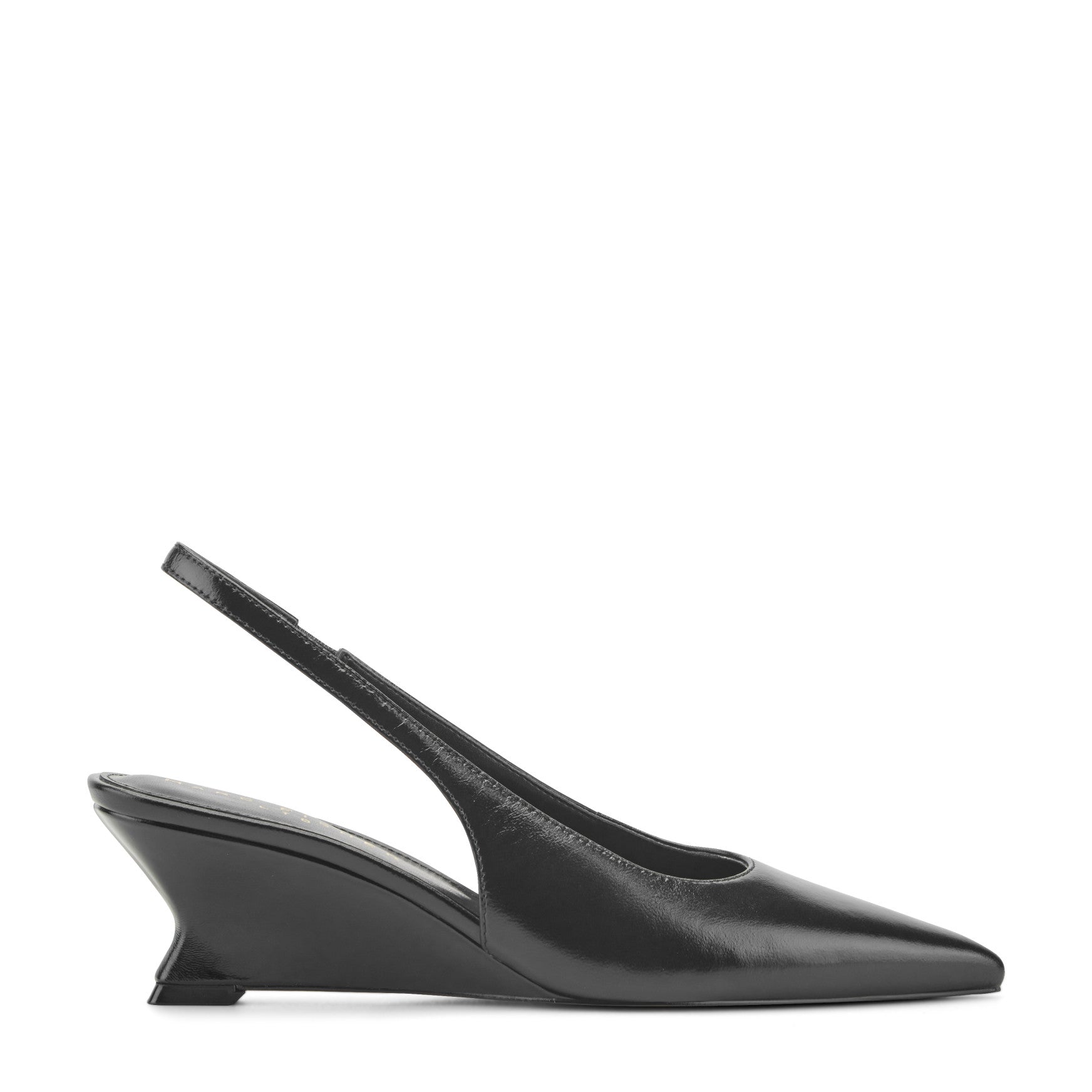 Taten Leather Wedge Slingback Pump - 5 / M / Black Leather
