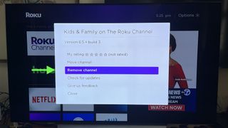 Selecting Remove Channel is the fourth step in removing a Roku app
