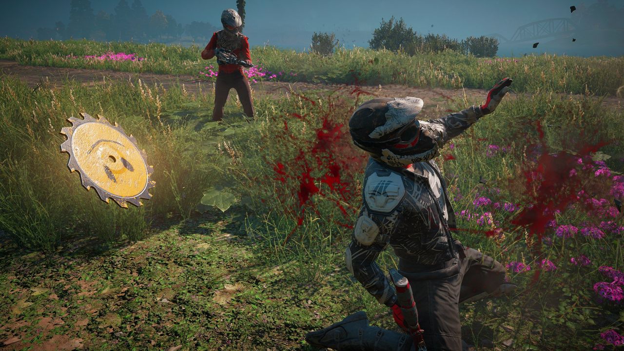 Bouncing a blade off a baddie.