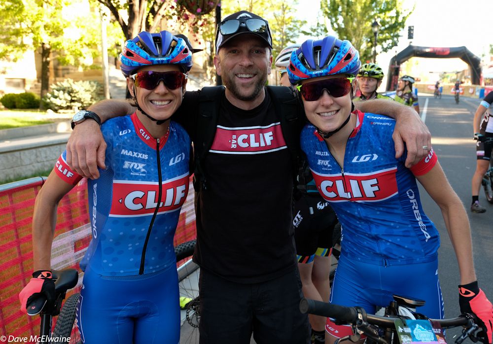 Katerina Nash and Maghalie Rochette with their longtime mechanic Chris Mathes.