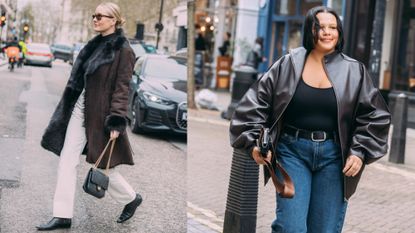 Guests attending shows during London Fashion Week fall/winter 2026 wearing jeans with ankle boots.