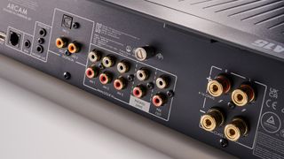 The rear connections on Arcam A15 integrated amplifier