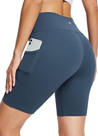 Baleaf Biker Shorts Women Yoga Gym Workout Spandex Running Volleyball Tummy Control Compression Shorts With Pockets Soft 8