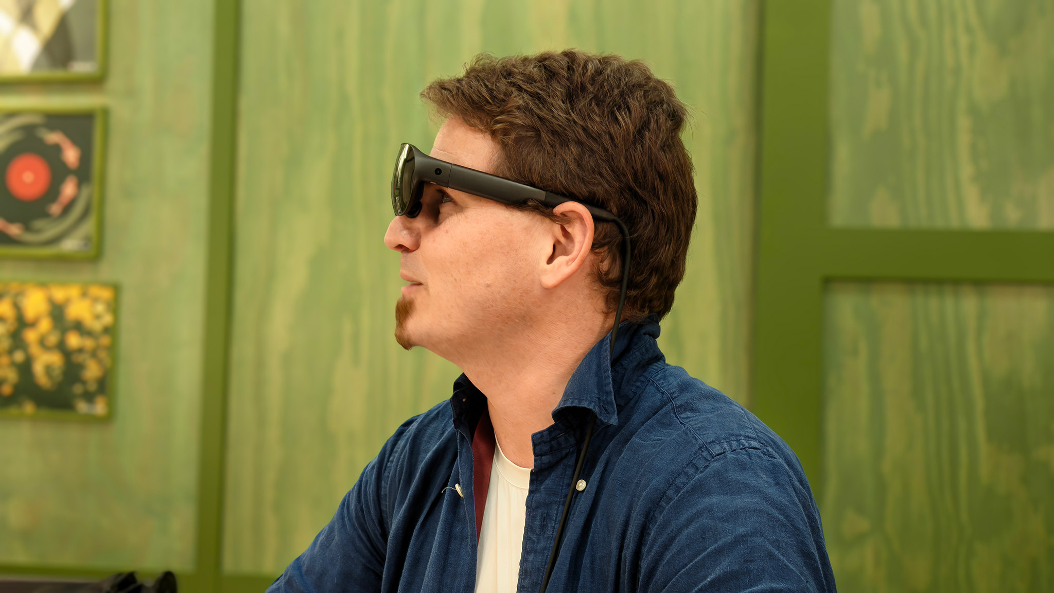 Wearing the standard-sized Meta VR glasses