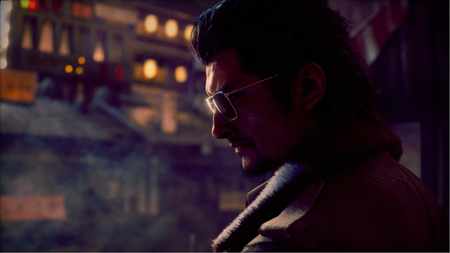A man in sunglasses is set against a glowing city backdrop.