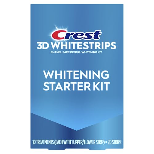 Crest 3D WhiteStrips Whitening Starter Kit - Teeth Whitening Kit, 10 Treatments, Each 1 Upper/1 Lower, with 20 Strips - Crest 3D White Teeth Whitening Strips