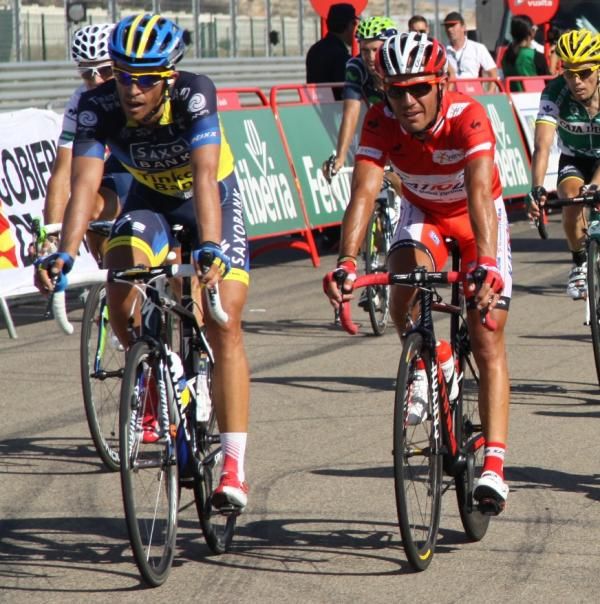 Contador and Rodriguez cross the line together