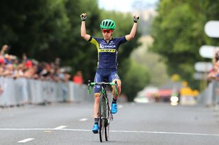 Amanda Spratt (Orica-Scott) had plenty time of celebrate her stage win