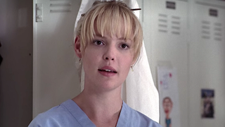 Katherine Heigl as Izzie Stevens in the locker room on Grey's Anatomy