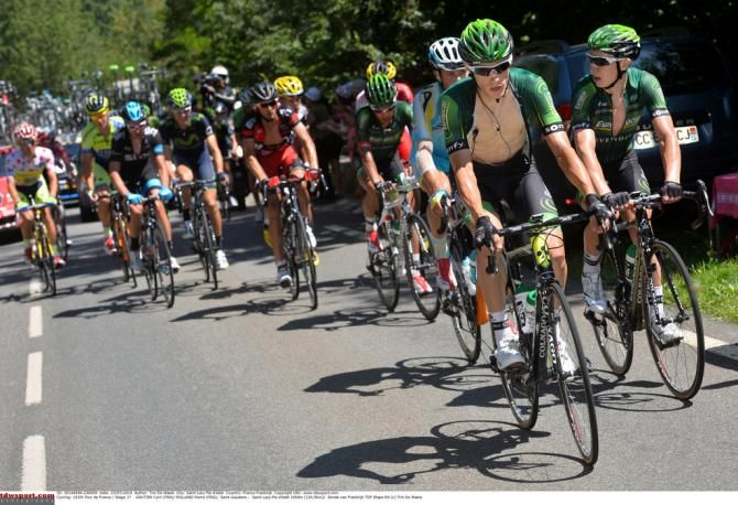 Pierre Rolland (Europcar) riding in the front group