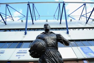 A statue of Everton legend Dixie Dean outside Goodison Park, pictured in November 2013.