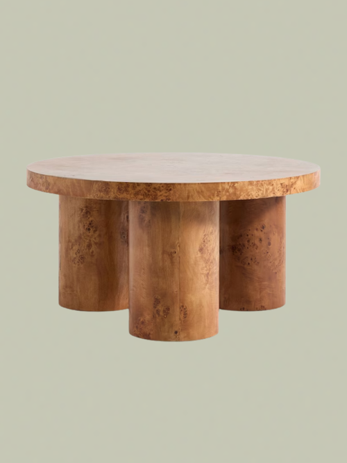 Lacey Round Coffee Table in Dark Burl Wood