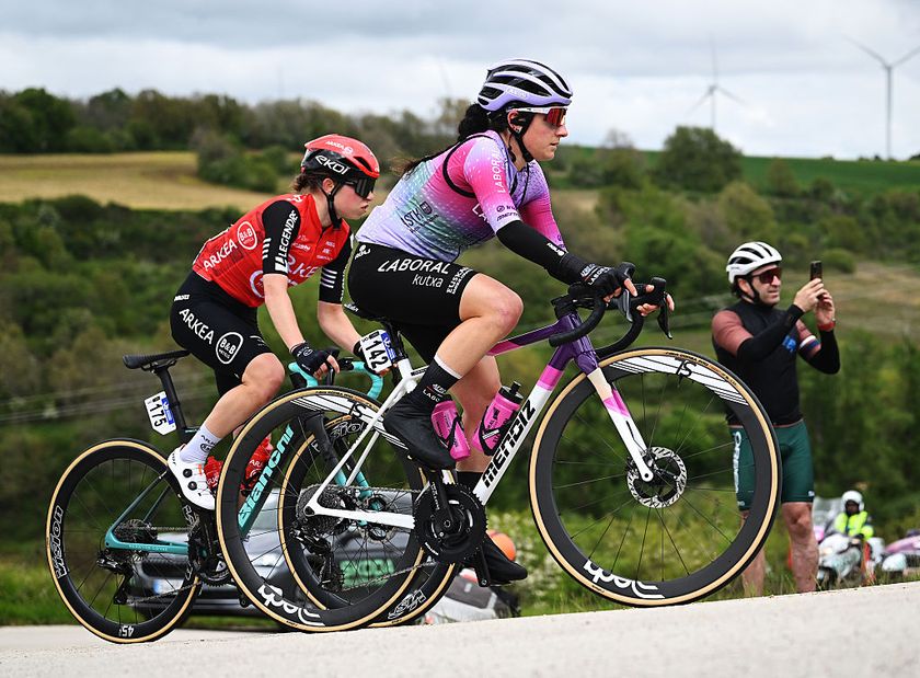 POZA DE LA SAL, SPAIN - MAY 22: Debora Silvestri of Italy and Team Laboral Kutxa-Fundacion Euskadi competes during the 10th Vuelta a Burgos Feminas 2025, Stage 1 a 113k 125km stage from Burgos to Poza de la Sal / #UCIWWT / on May 22, 2025 in Poza de la Sal, Spain. (Photo by Szymon Gruchalski/Getty Images)