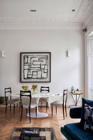 Dining room with statement artwork