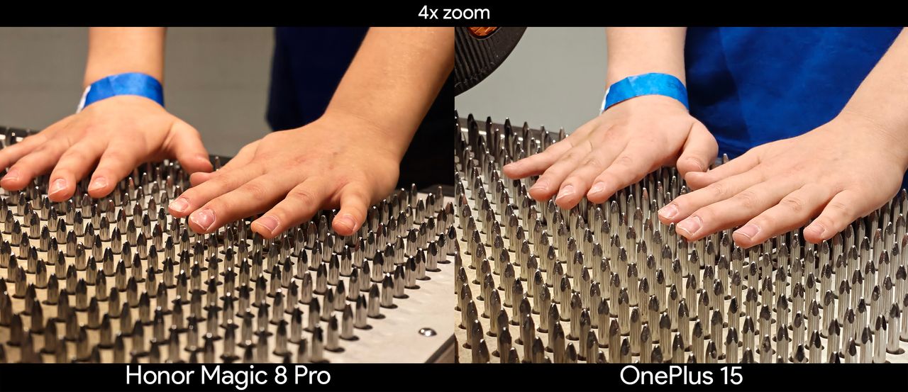 Comparing 4x zoom between the Honor Magic 8 Pro and OnePlus 15 in a science museum