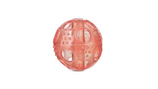Pink dog chew toy with treat dispenser