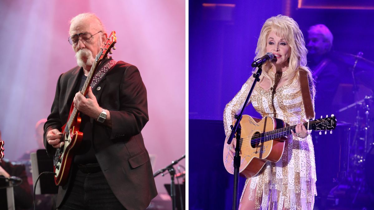 Left-Skunk Baxter performs onstage at The 2020 NAMM Show – 35th Annual NAMM TEC Awards on January 18, 2020 in Anaheim, California; Right-Musical guest Dolly Parton performs on August 23, 2016