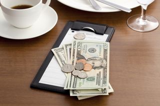 image of a tip on a restaurant table