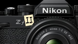 Nikon Zf press shot with a piece of paper stuck to it with 'II' on it to look like a mock-up of the Zf II