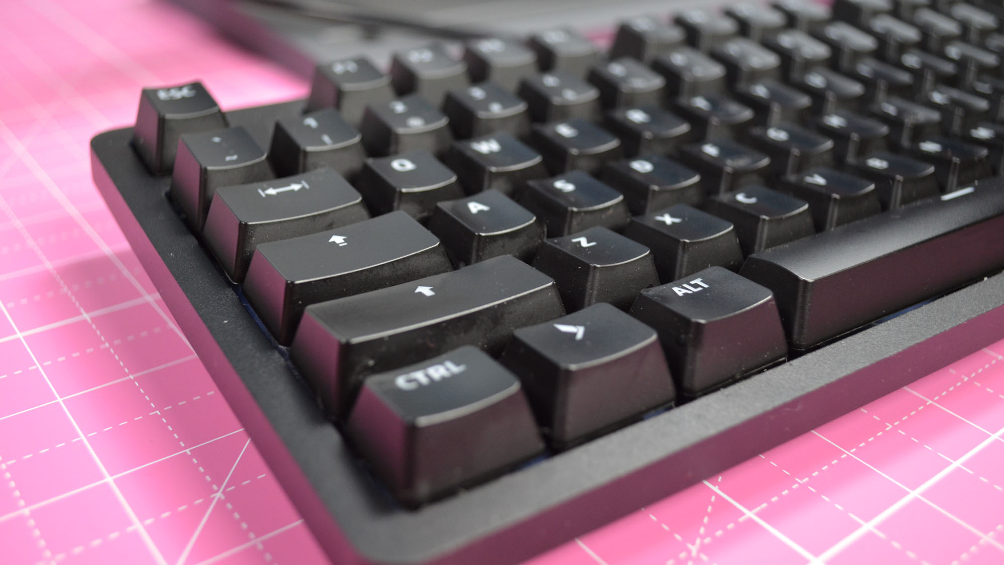 A closeup of the keycaps on the Das Keyboard 6 professional