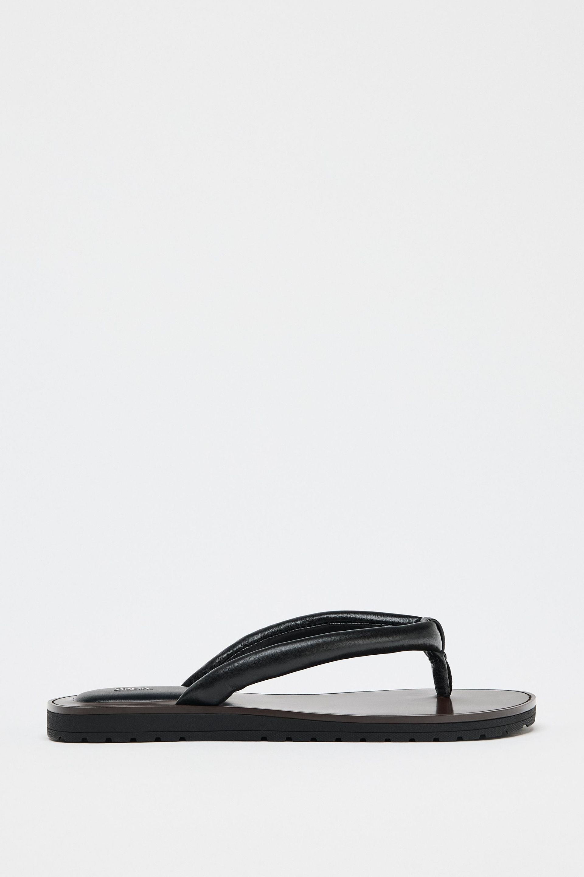 Flat Padded Strap Leather Sandals