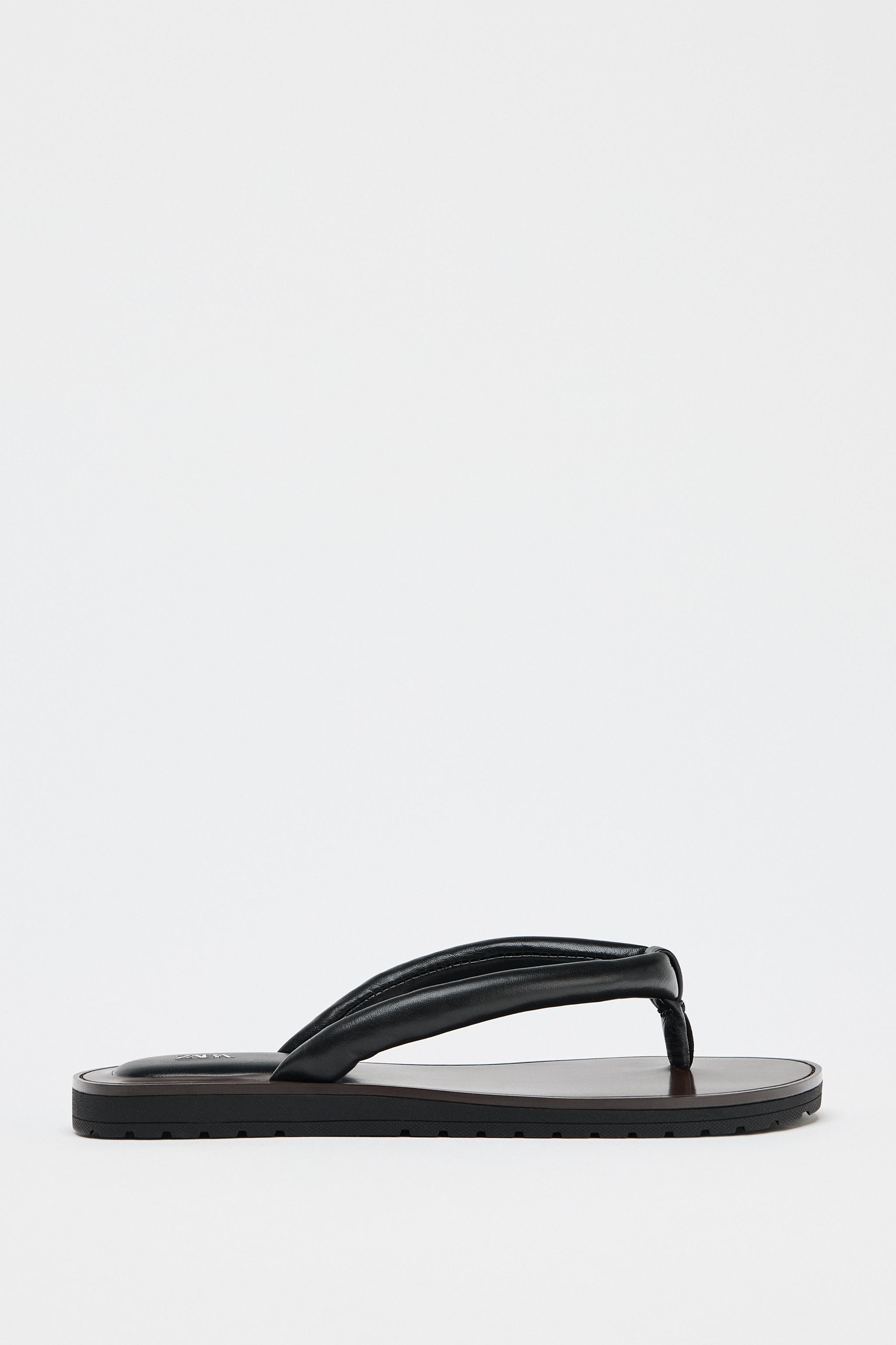 Flat Padded Strap Leather Sandals