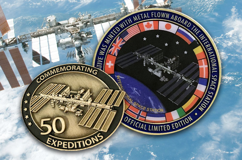 Winco&#039;s International Space Station &quot;50 Expeditions&quot; medallion and lapel pin