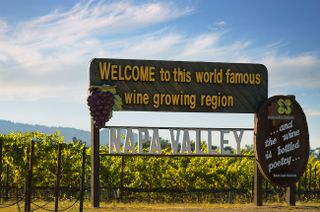 Napa Valley wine region welcome sign