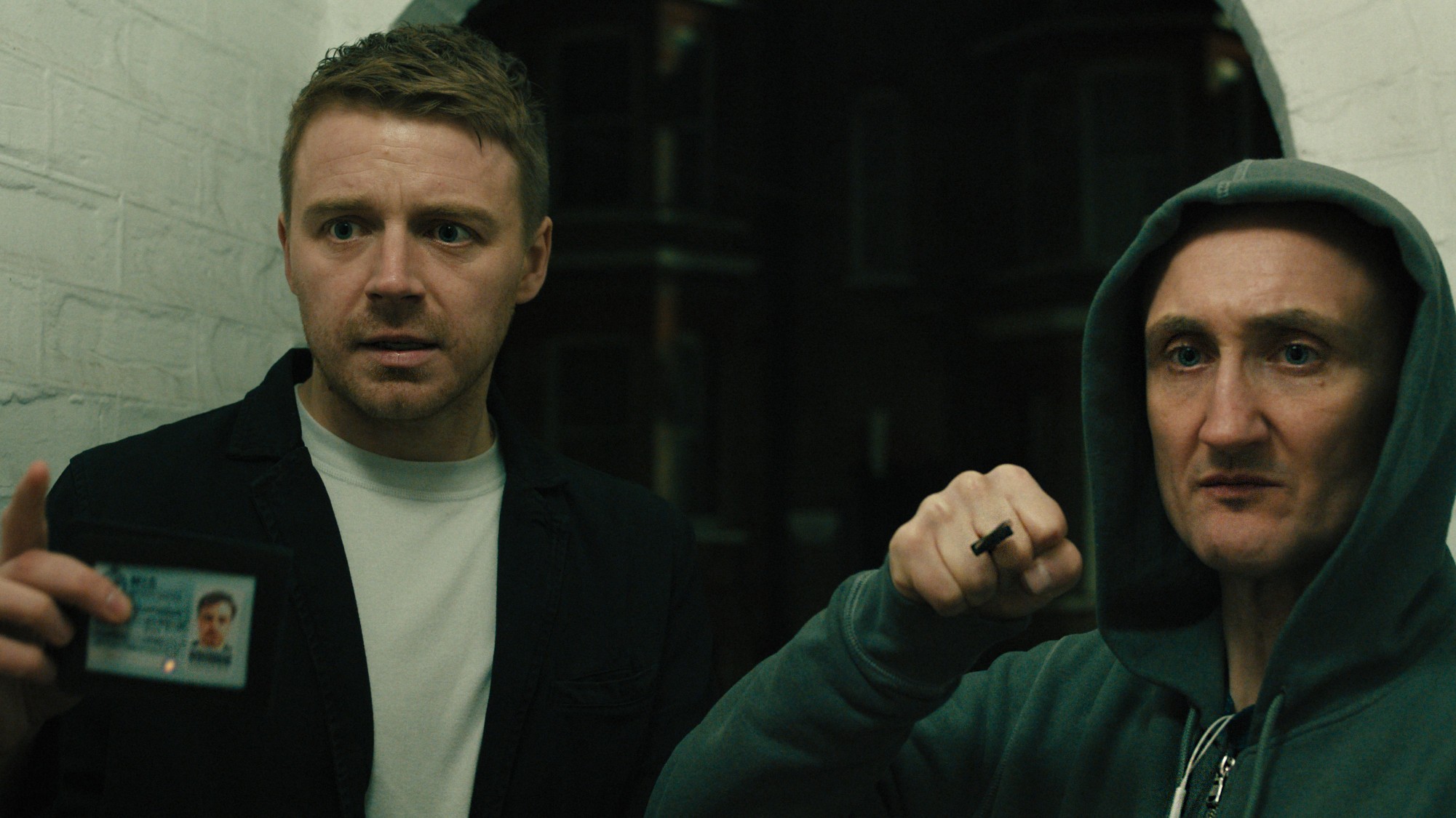 Jack Lowden and Tom Brooke in Slow Horses