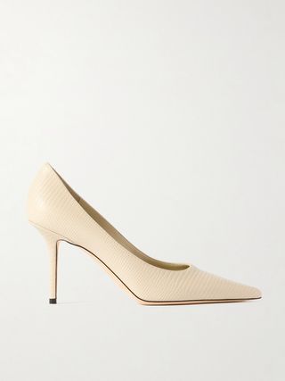 Love 85 Lizard-Effect Leather Point-Toe Pumps